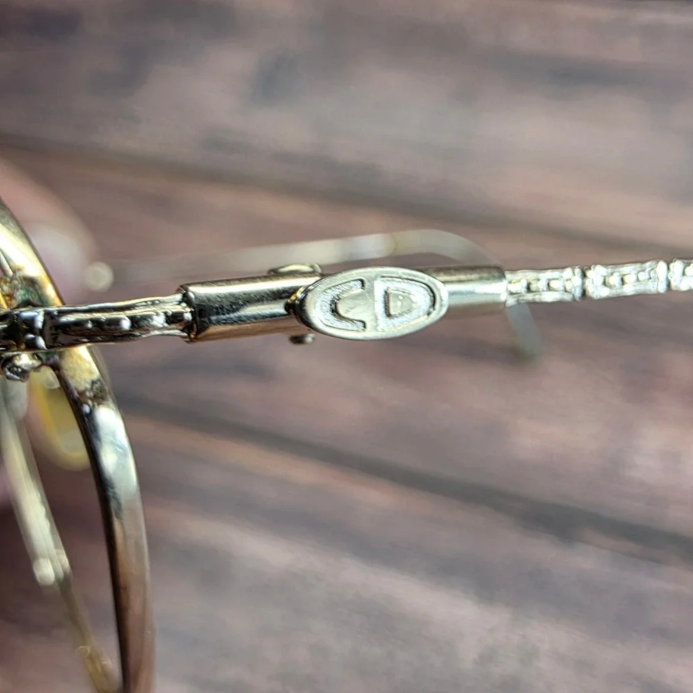 Christian Dior Vintage Gold Cat Eye Optical Glasses Frames 56-17 CD Logo